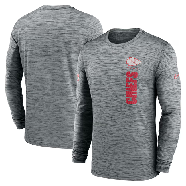 Men's Kansas City Chiefs Gray 2024 Sideline Team Velocity Performance Long Sleeve T-Shirt